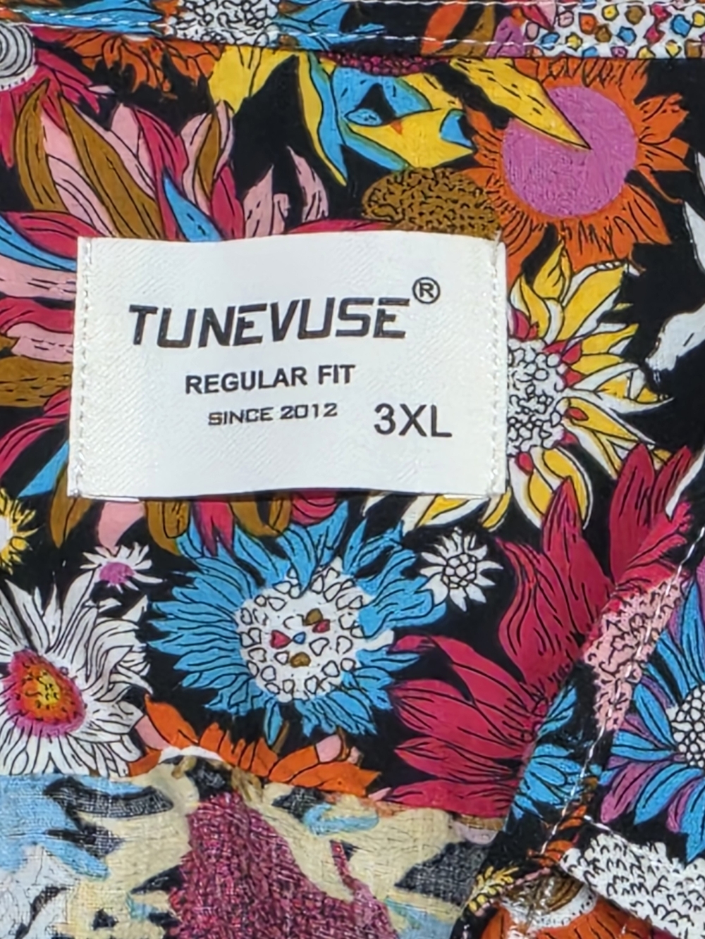 Tunevuse Mens 3XL Long Sleeve Button Hippie Flower Shirt Colorful Floral - Picture 7 of 7